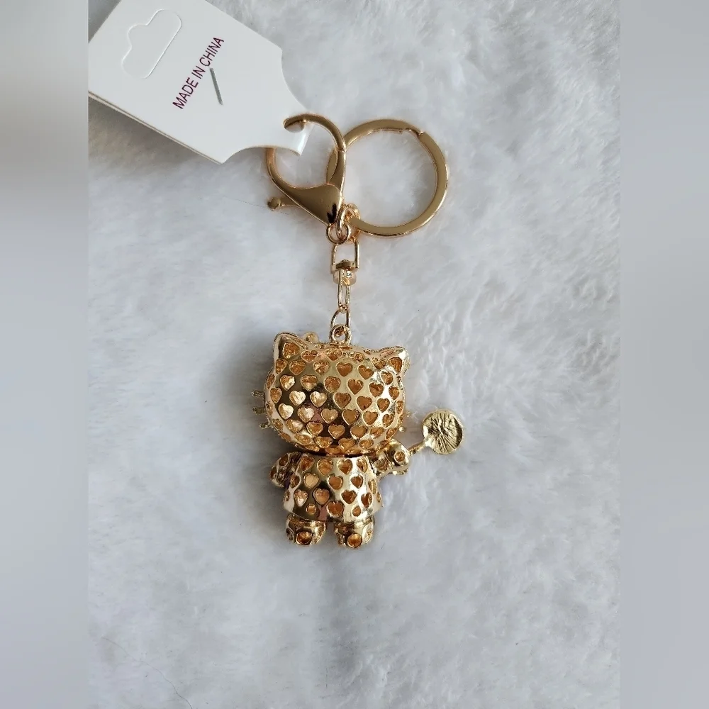 Hello Kitty Purple Movable Rhinestone Keychain Bag Charm